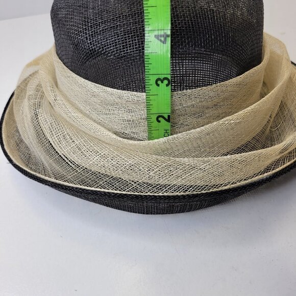 Black and Cream Dress Hat Sinamay Church Hat Adjustable Hat Kentucky Derby Hat - Picture 11 of 16